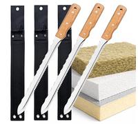 3 x Professional Insulation Knife, Stainless Steel Serrated Saw with Wooden Handle and Safety Sheath, Foam Cutter for Loft Insulation, Rockwool, Polystyrene & PIR/XPS Foam Board (3 Pack)