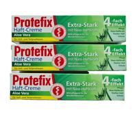 3 x Protefix Denture Adhesive Aloe Vera 47g Zinc Free Soothing Natural Care