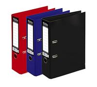 3 x Pukka A4 Glossy 2-Ring Lever Arch Files School Work Office 75mm Spine File Organiser (Assorted) (Black Navy Red)