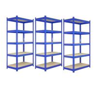 3 x Blue Racking Unit 5 Tier Garage Storage Warehouse Shelving 120x50x180cm