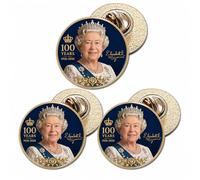 3 x Queen Elizabeth to commemorate her 100th Birthday (BU27) Lapel Pin Badges