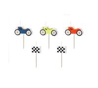PartyDeco - 5 x Retro Car Racing Birthday Candles 2-3 cm