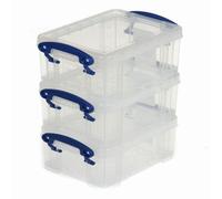 3 x Really Useful 5 Litre Clear Storage Boxes Stackable Plastic Boxes with Lids