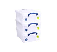 3 x really useful box, 18 litre, 480 x 390 x 200 mm for 93 CDs, 44 DVDs, transparent