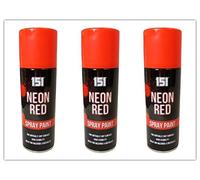 3 X RED - FLUORESCENT NEON spray can paint 200ML Graffiti (Banksey) NO CFCs