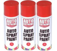 3 x Red Gloss Spray Paint Aerosol Can Auto Extreme Bike Van Car 400ML Rapide New