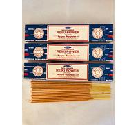 3 X Reiki Power Satya Nag Champa Incense Sticks Packs 15g with Souvenir Badge by Sterling Effectz