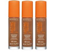 3 x Rimmel London Lasting Radiance Liquid Foundation | 502 Caramel | SPF 25 |