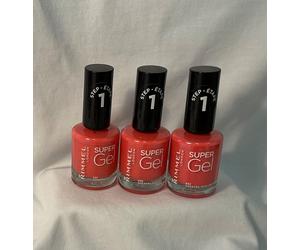 3 x RIMMEL Super Gel Nail Polish 032 COCKTAIL PASSION 12 ml