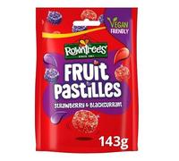 3 x Rowntree's Fruit Pastilles Strawberry & Blackcurrant Sweets Sharing Bag 143g Delicious Tasty And Twisty Treat Gift Hamper For Birthday,Christmas,Easter Sold By Kidzbuzz