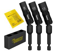 3 x SabreCut SCPV01K 8mm 10mm 13mm Pivoting Magnetic Nut Drivers Kit with Holder - Quick Switch Pull Collar Dual Mode (Straight and 20 Degrees Pivot) 89mm Magnetic 1/4" Hex Shank Socket Drivers Set