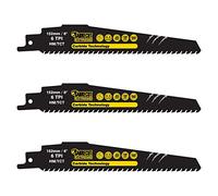 3 x SabreCut SCRS940HM_3 Tungsten Carbide 152mm 6 TPI S940HM Aerated Concrete Brick Plastic and Metal Straight Cutting Reciprocating Sabre Saw Blades