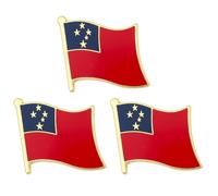 3 X Samoa National Flag Metal Enamel Pin Badge - 1.9cm x 1.6cm - Hard Enamel Samoan Lapel Pin - Pacific Island National Symbol for Jacket, Hat, or Backpack