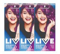 3 x SCHWARZKOPF LIVE HAIR COLOR ULTRA BRIGHT SEMI-PERMANENT PURPLE PUNK 094