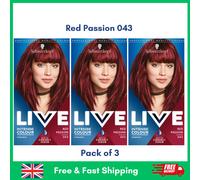 3 x Schwarzkopf Live Permanent Hair Dye RED PASSION 043 Women Hair Colour