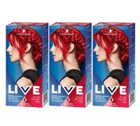3 x Schwarzkopf LIVE Pillar Box Red Semi-Permanent Hair Dye, Ultra Brights 092