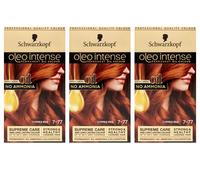 3 x Schwarzkopf Oleo Intense Permanent Hair Dye Colour 7-77 Copper Red