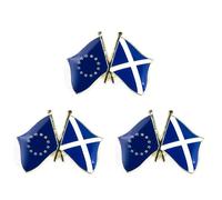 3 X Scotland & European Union EU Flags Friendship Enamel Pin Badge - Remain Support Metal Lapel Brooch Set 2.4 x 1.9 cm - Scottish European Identity Symbol