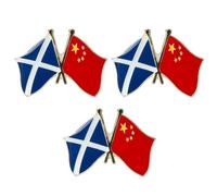3 x Scotland Saltire & China Chinese Friendship Flag Enamel Lapel Pin Badge - Diplomatic National Flags Set 2.4 x 1.9 cm - Scottish Chinese Crossed Flag Pins Bulk Pack