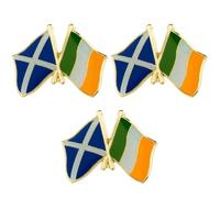 3 X Scotland Scottish & Ireland Irish Friendship National Flag Metal Enamel Pin Badge - 2.4cm x 1.9cm Each - Set of 3 Crossed Flags Hard Enamel Pins