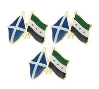3 X Scotland St Andrews & Syria National Friendship Flag Metal Enamel Pin Badge - Crossed Flags Lapel Brooch Set 2.4 x 1.9 cm - Cultural Solidarity & Support Symbol