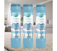 3 x Shake & Fresh Carpet Freshener Powder Fresh Linen Scented Rug Mat Odour Neutraliser 500g