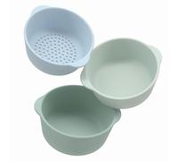 3 x Silicone Green Nesting Bowls for Kids Plus Water and Sand Sieve