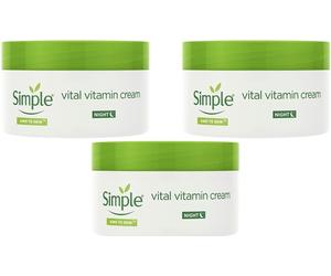 3 X Simple Kind to Skin Vital Vitamin Night Cream 50ml NEW FAST UK POSTAGE