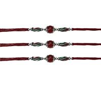 3 x Simple Red and Etched Pattern Beaded Rakhi Thread/Rakhi Bracelet/Bhaiya Series