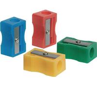 3 x Single Hole Plastic Pencil Sharpener - Assorted Colours (Pack of 10)