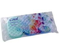 3 x Single Pack Of Coral Bath Massage Sponges Multi Colour Family Pack