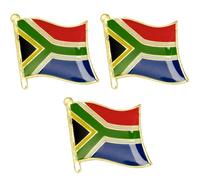3 X South Africa National Flag Metal Enamel Pin Badge - 1.9cm x 1.6cm Each - Set of 3 Hard Enamel South African Flag Pins - Patriotic Souvenirs for Jacket, Hat, or Backpack