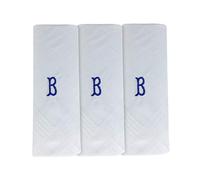 3 x Spencer Bryson Pure 100% Cotton Monogrammed Initial Handkerchiefs Hankies Colour: B Size: 16 inch / 40cm Square