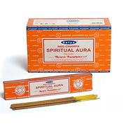 3 X SPIRITUAL AURA Satya Nag Champa Incense Sticks Packs 15g with Souvenir Badge By Sterling Effectz