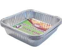 3 x SQUARE ALUMINIUM FOIL ROASTING DISH - 23 x 23 x 5cm disposable catering oven tray