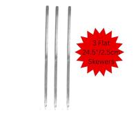 3 x Stainless Steel BBQ Tandoori Flat Skewers Kebab Sticks 24.5"/62.5cm x 4mm for Grilling Meat & Veg Reusable Food Grade Skewers for Tandoor, Barbecue, Outdoor Cooking & Garden Parties FSKEW245