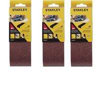 3 x Stanley B&D 3 Pack of 65x410mm 80g Drum Sander Belt for Various Brands