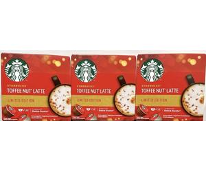 3 X STARBUCKS DOLCE GUSTO TOFFEE NUT LATTE COFFEE PODS 18 SERV.Exp. 30/08/2026