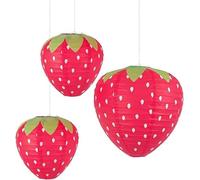3 x Strawberry Party Decorations Large Size Fruit Themed Party Decoration for Hungry Girl Caterpillar Party Supplies Nursery Paper Lantern Hanging Ornament