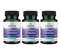 3 x Swanson Lithium Orotate 5 mg -60 Veggie Capsules - Brain and Nervous System