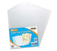 3 X Tiger clear A3 report files open top and side covers pack of 10 wallets
