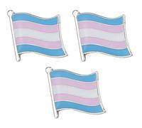 3 X Transgender Pride Rainbow LGBTQ Flag Metal Enamel Pin Badge Lapel - 2.4cm x 1.9cm Each - Hard Enamel Set of 3 Trans Pride Flag Pins - Equality & Identity
