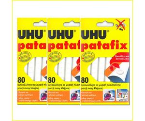3 x UHU Patafix Glue Pads - White Reusable Removable - Pack of 80 Pads