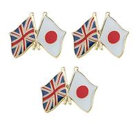 3 X UK & Japan Friendship Flag Lapel Pins - 2.4 x 1.9 cm Crossed Enamel Badges - Union Jack and Hinomaru National Flags - Durable Metal Pins for Diplomacy, Events, Gifts, and Collectors