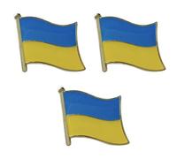 3 x Ukrainian Ukraine National Flag Metal Enamel Pin Badges - Set of 3 Blue & Yellow Rectangular Lapel Pins 1.9 x 1.6 cm - Patriotic Accessories for Events, Gifts & Solidarity