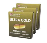 3 x Ultra Gold high Strength Capsules with Delay, 100% Herbal Support Supplement for Men! Male Stamina, Endurance Support Formula