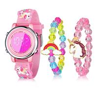 3 x Unicorn Watch and Unicorn Bracelet Children's Digital Watch with Lights 7 Colours Waterproof 3D with Stopwatch Alarm Unicorn Christmas Gifts (Adorable Style), As shown, taille unique, Beautiful