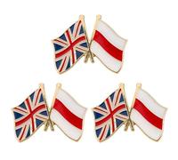 3 X United Kingdom & Belarus Red Stripe UK Friendship National Flag Metal Enamel Pin Badge - 2.4cm x 1.9cm - Hard Enamel Crossed Flags Lapel Pin - British Belarusian Diplomatic