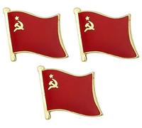 3 x USSR Soviet Union Communist Russia Flag Pin Badges
