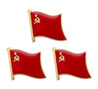 3 X USSR Soviet Union Hammer & Sickle Country Flag Lapel Diplomat Pin - Enamel Metal Badge 1.9 x 1.6 cm - Historic National Symbol and Collectible